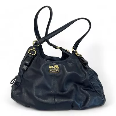 COACH H1168 16503 Navy Blue Genuine Leather Hobo Handbag Shoulder Bag C04  • £9.99