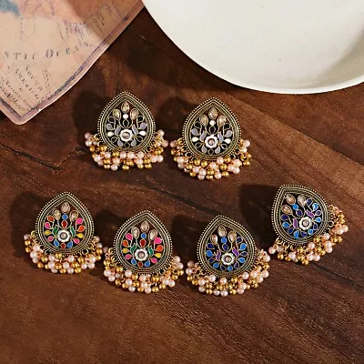 Vintage Pearl Beads Tassel Ethnic Earrings Indian Jhumka Boho Water Drop Earring • $3.29