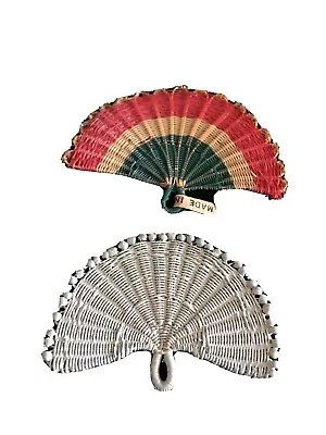 Miniature Dollhouse Vintage Beaded Straw Fan Colored NWT • $3