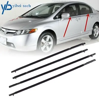 For 2006-2011 Honda Civic Car 4pcs Weather Strip Window Moulding Trim Seal Belt • $31.44