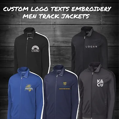 Ink Stitch Custom Logo Texts Stitching Men Tricot Track Full Zip Jackets • $39.99