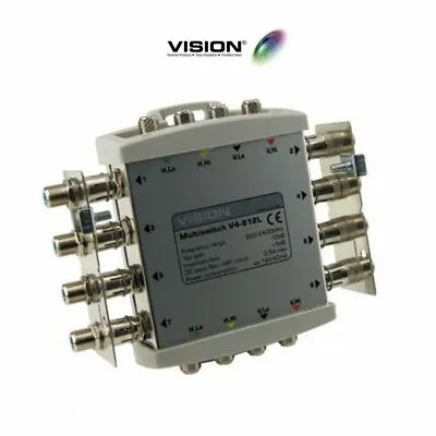 Vision V4-812G Cascadable Line Powered Multiswitch 12dB Gain 4×8 Way • £49.95