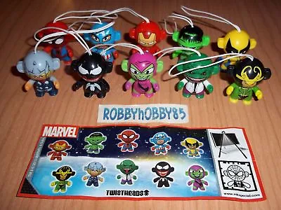 Marvel Twistheads Complete Set Of 10 With Papers Kinder Surprise Egg Toys 2013 • £20.40
