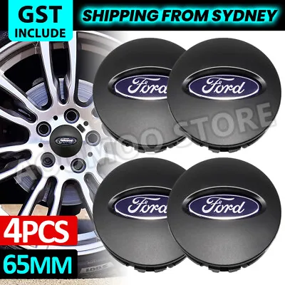 4Pcs Hub Caps Wheel Centre Caps Car Rim Emblem Badge Cover 65MM Black Fits Ford • $15.95