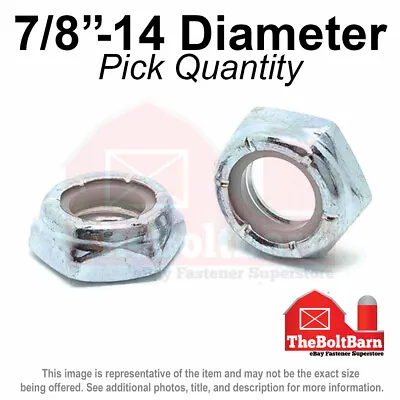 7/8 -14 Grade A Nylon Insert Hex Jam Lock Nuts Zinc FINE Nylok (Pick Quantity) • $14.33