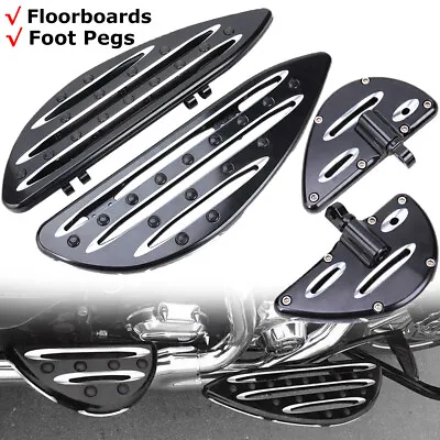 Front/Rear Passenger Floorboards Foot Pegs Pedal For Harley Touring Dyna Softail • $145.26