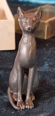 Vintage Small Bronze Plated Egyptian Cat Ornament By Westair Reproductions • £7