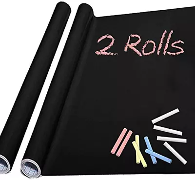 Chalkboard Paper 2 Rolls-Chalkboard Vinyl Sticker Wallpaper (17.4  X 78.7 ) • $20.80