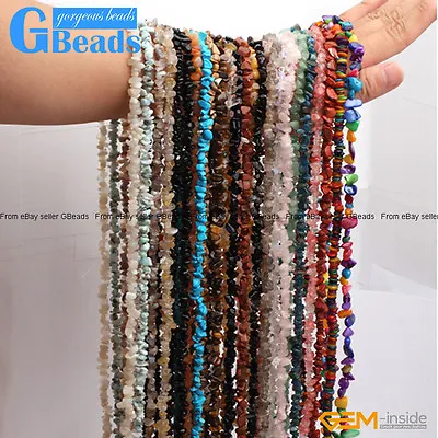 Assorted Stones 5-8mm Chips Stone Freeform Nugget Gravel Beads Strand 34  & 15  • $4.62