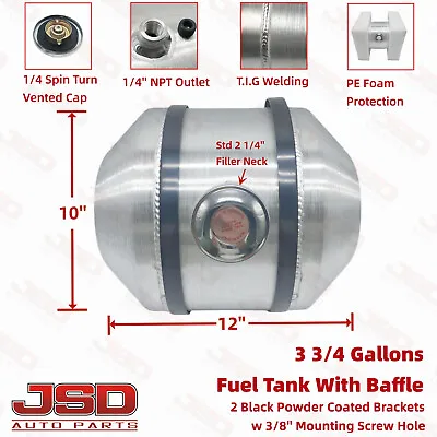 Round Gas Tank Fuel Tank Cell W/ Baffle 10''x12'' 3 3/4 Gallon 1/4 NPT For Motor • $96.75