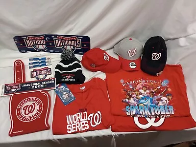 WASHINGTON NATIONALS 2019 World Series Lot T-Shirts Hats Pin Foam Finger Schwag • $50