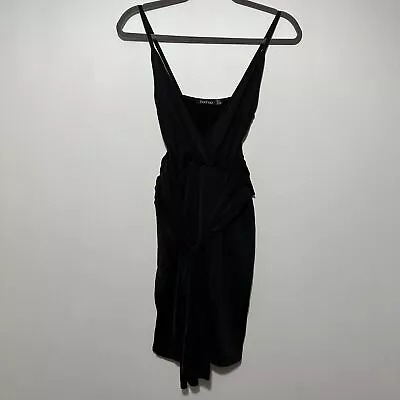 Boohoo Black Wrap Dress Size 6 Short Polyester Ladies • £12