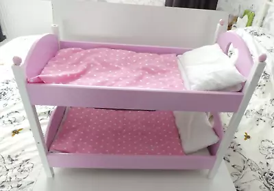 Doll  Bunk Beds With  Reversible Pink Bedding  22  X 10  • £17.99