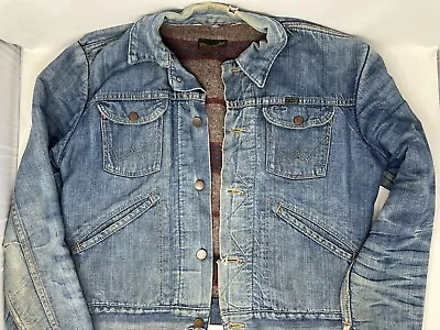 60s Wrangler Blanket Lined Selvedge Denim Jacket Made In USA Blue Bell Vtg • $449.95