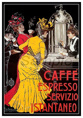 Vintage 1900 Cafe Espresso Coffee Advertising A2 Poster Print • £10.92