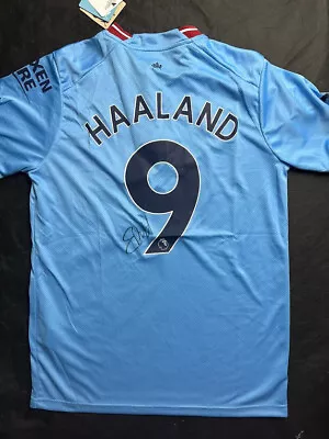 $350 • Buy Erling Haaland Signed Manchester City 2022 Jersey Shirt EPL