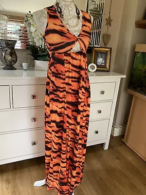 £16.99 • Buy Designer Roberto Made In Italy Tiger Print Cut Out Body Con Maxi Dress 8 10 12