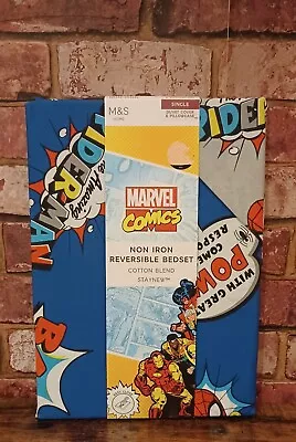 M&S Marvel Comics Non Iron Reversible Bedset - Single Duvet Cover & Pillowcase • £24.99