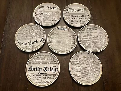 Vintage 1957 Bucciarelli Milano Coaster Newspaper Headline Italy Fornasetti MCM • $25.40