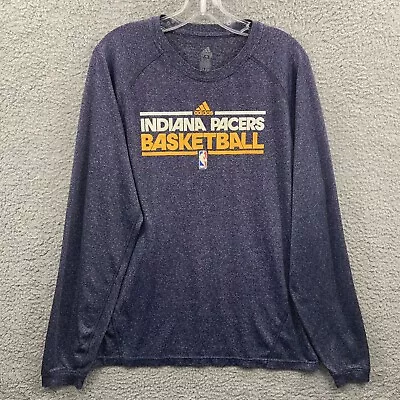 Indiana Pacers Shirt Mens Large Blue Long Sleeve Pullover NBA Basketball Adidas • $12.60