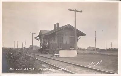 RPPC Missouri Pacific Depot Brownell Kansas 1910s Railroad Station By Potter • $75