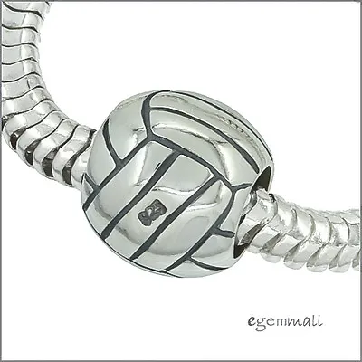 Oxidized Sterling Silver Volleyball European Charm Spacer Bead #51946 • $7.99