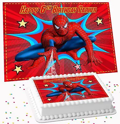 Spiderman Birthday Birthday Party Personalised Edible Costco Cake Topper Rsh-07q • £7.09