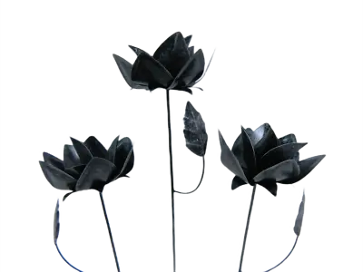 Metal Rose Flower Garden Ornament Set Of 3 Roses On 100cm Stick - Silver Colour • £32.99