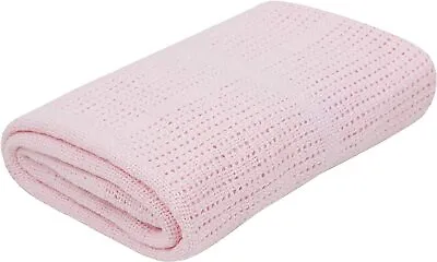 £7.99 • Buy 100% Cotton Baby Cellular Blanket For Crib/Pram/ Buggy/Cot /Moses Basket 