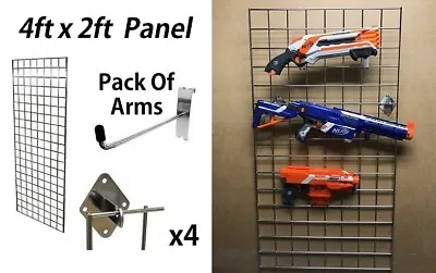 For Nerf Gun Display 4FT Storage Childrens Kids Bedroom Hanging Wall Grid Mesh • £74.50