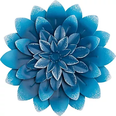 3D Metal Succulent Wall Art Decor - Blue Hand Painted Hanging Metal Flowers • $12.99