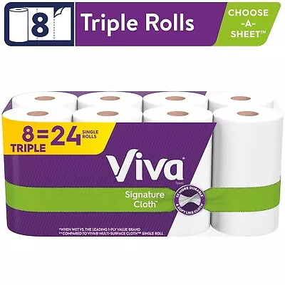 Viva Signature Cloth Paper Towels 8 Triple Rolls Free Shipping • $18.59
