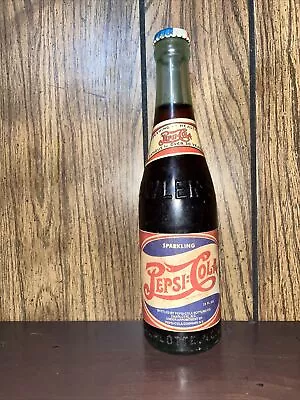 Full 12 Oz. 1940’s Paper Label Pepsi Cola Soda Bottle Charlotte N.C. Fowlers- • $14.99