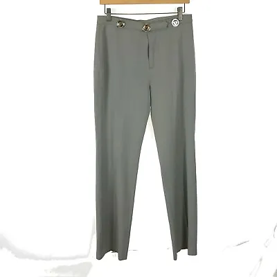 Womens Size 12 Vertigo Gray Metal Heart Medallion Trouser Pants Made In France • $29.99
