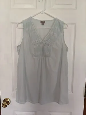 £14.56 • Buy J Jill Sleeveless Peasant Top Lite Blue Thin Cotton V-neck Smocked Center Euc M