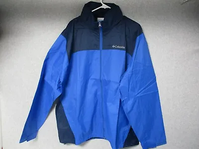 Columbia Glennaker Lake Rain Jacket Light Packable Hood Blue Mens Sz XL • $29.99