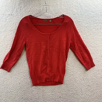 Halogen Women’s Red Button Up Cardigan Top Midriff 3/4 Sleeves Medium  • $11.19