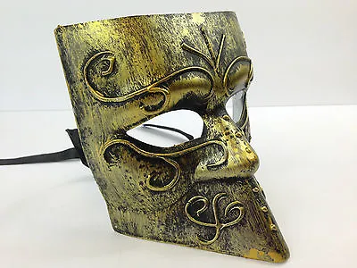 Mens Bauta Venetian Mask Silver Gold Metal Style Masquerade Fancy Dress Carnival • £9.97