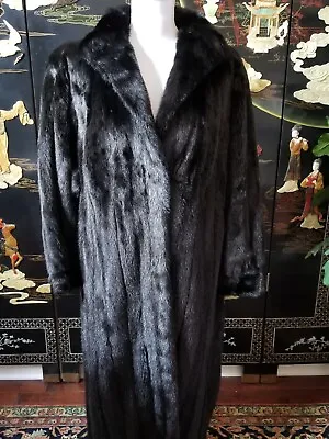 Natural Black Mink Full-Length Bracelet Cuff Coat Size Medium • $800