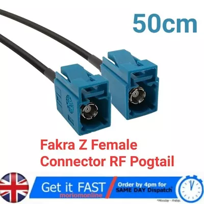 Fakra Z Antenna Aerial 50cm Cable Female To Female GPS GSM DAB DVB TV1 • £11.49