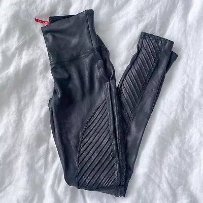 Spanx Faux Leather Moto Leggings Black Size Small • $32