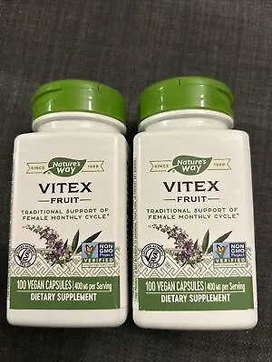 Nature's Way Vitex Fruit  400mg 2X100 Caps Traditional Support Exp:4/2028 • $24.99