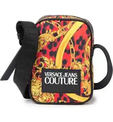 Versace Jeans Couture Red Filigree Textile Crossbody Bag Limited Edition Print  • $129.99