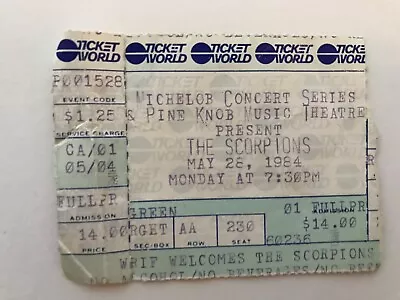 Scorpions Bon Jovi Ticket Stub May 28 1984 MTV Pine Knob Detroit MI VTG RARE • $23.44