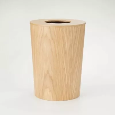 MUJI Wooden Seamless Trash Can With Bag-stopper Lid Oak Bending Diameter 9.25 In • $86.50