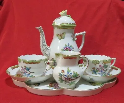 BEAUTIFUL Herend Queen Victoria VBO Coffee Set For 2 People • $999