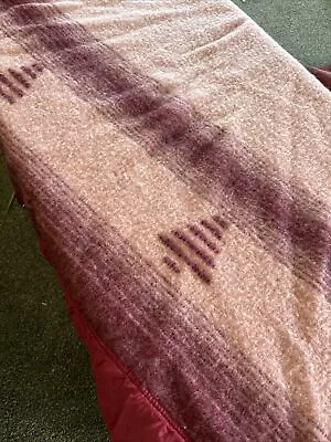 Vintage Dark Dusty Rose Faribo 100% Virgin Wool Blanket Satin Binding • $35
