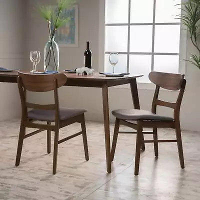 Odelia Scandinavian Mid Century Modern Fabric Dining Chairs Set Of 2， Dark Gray • $171.67