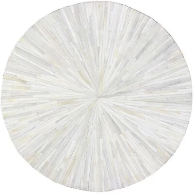 Handmade Natural Leather Patchwork Rug | Round Cowhide Rug | Area Rug |Room Rugs • $403.92