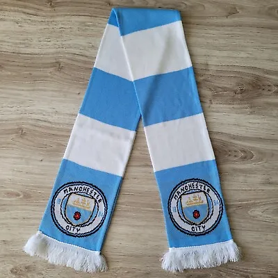 Manchester City FC Football Club Soccer Fan Scarf Striped Blue White • $10